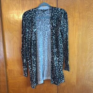 Apt. 9 Black Cardigan with Leopard Print